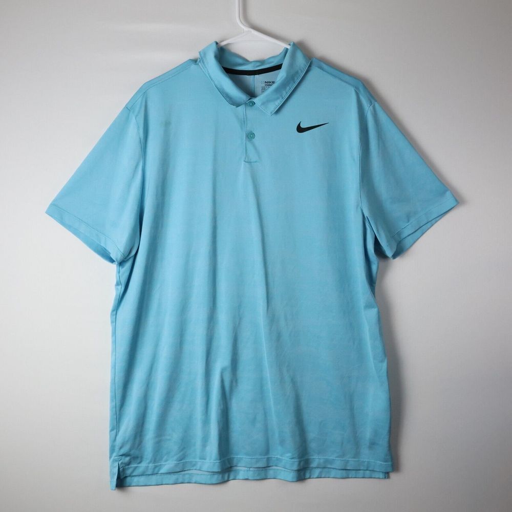 Mens NIKE DRI FIT standard fit golf collared Light Blue Polo shirt sz XL